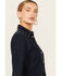 Image #2 - Wrangler Women's Dark Wash Slim Yoke Long Sleeve Pearl Snap Western Shirt, Dark Wash, hi-res
