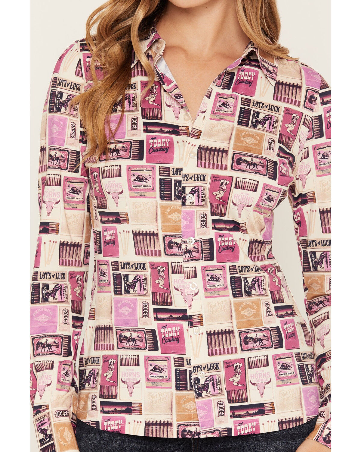 Image #3 - Idyllwind Women's Matchbook Printed Long Sleeve Button-Down Western Riding Shirt, Pink, hi-res