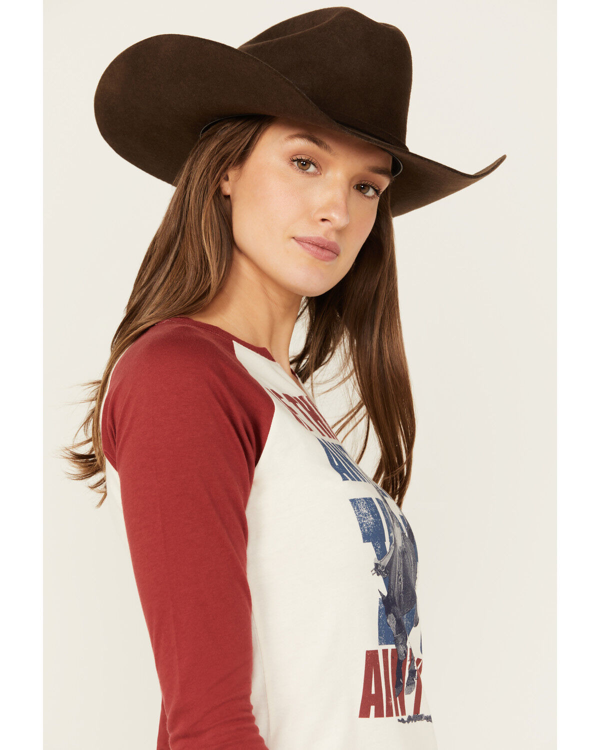 Image #2 - Shyanne Women's 3/4 Sleeve Split Neck Graphic Tee, Cream, hi-res