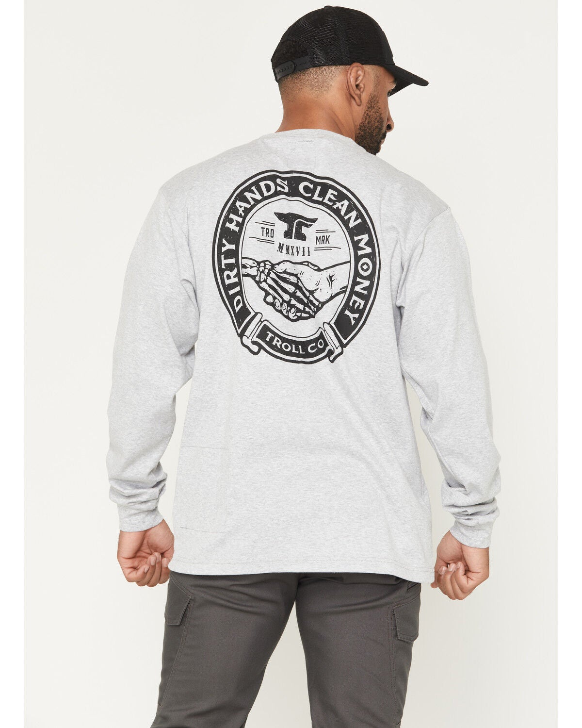 Troll Co Men's FR Haggler Long Sleeve Graphic Work T-Shirt, Medium Grey, hi-res