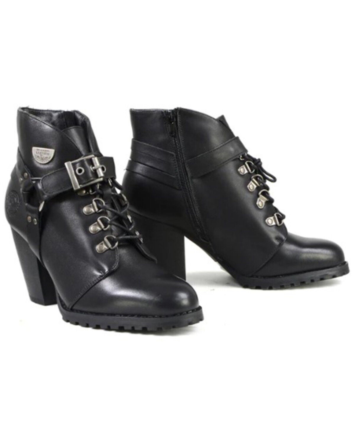 Image #1 - Milwaukee Leather Women's 7" Leather Boots - Round Toe, Black, hi-res