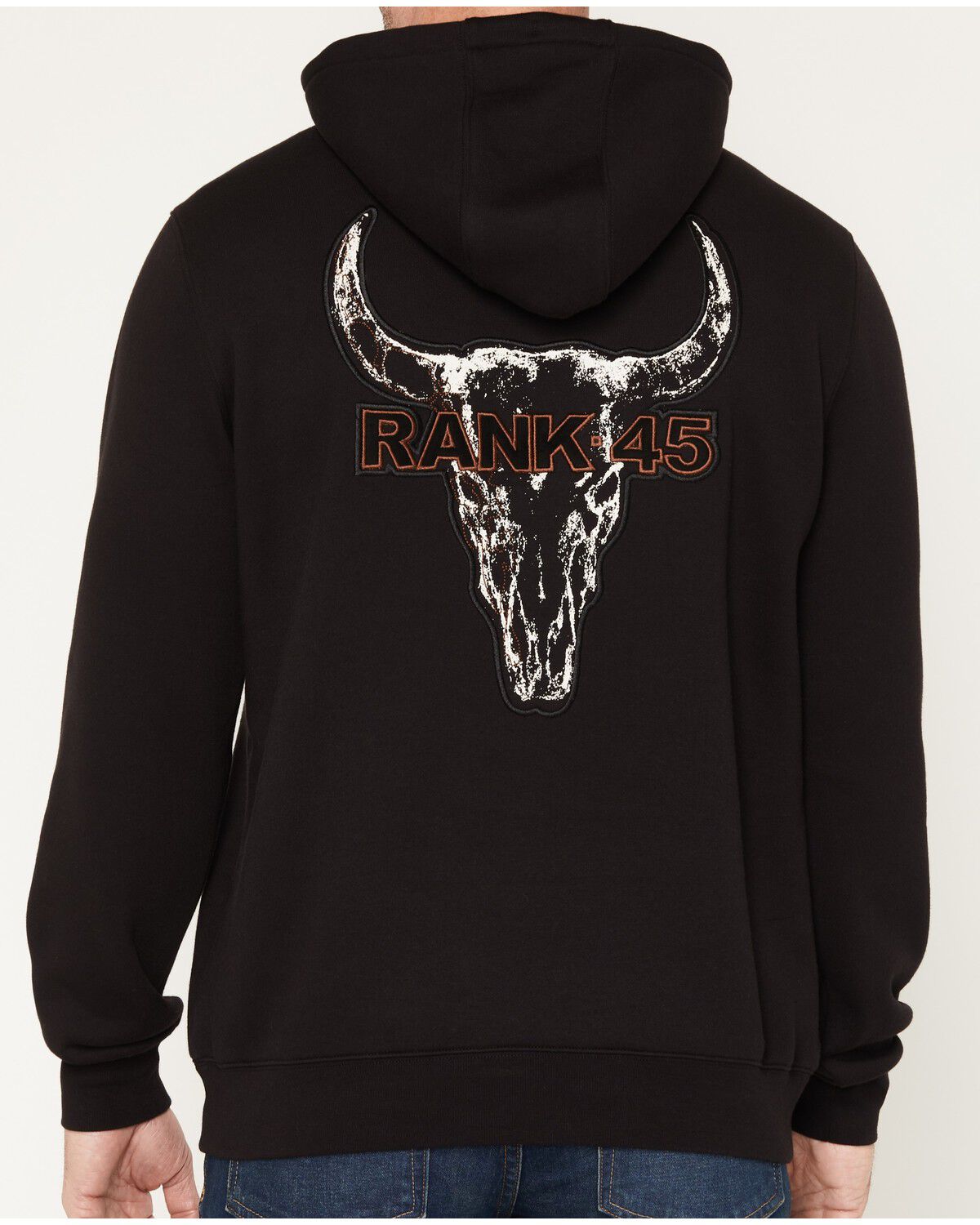 RANK 45&reg; Boys' Desert Steer Logo Hooded Sweatshirt, Black, hi-res