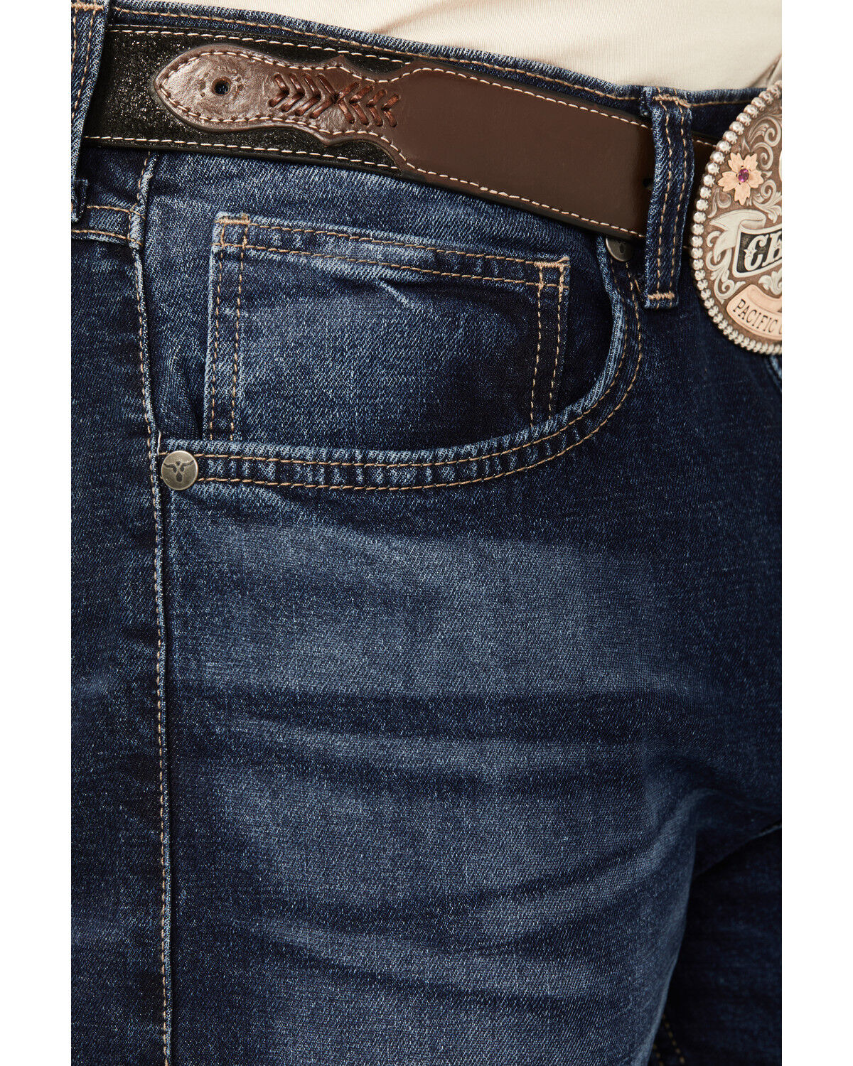 Image #2 - Wrangler 20X Men's Blueberry Garden Dark Wash Slim Straight Stretch Jeans, Dark Wash, hi-res