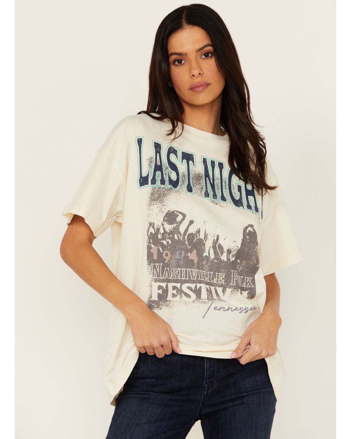 Cleo + Wolf Women's Adeline Short Sleeve Boyfriend Graphic Tee, Cream, hi-res