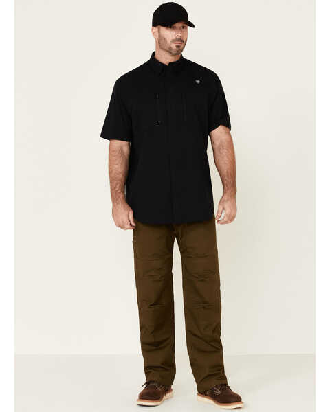 Image #2 - Ariat Men's Black Tek Solid Button Short Sleeve Western Shirt , Black, hi-res