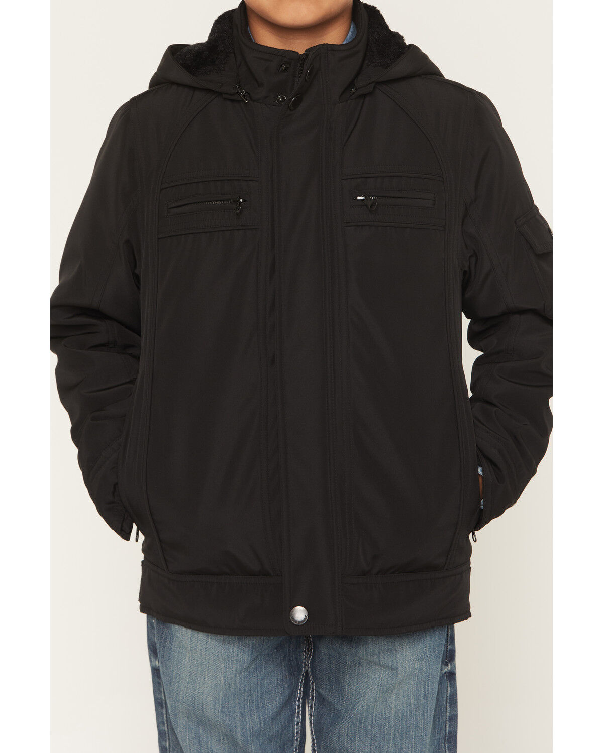 Image #3 - Urban Republic Boys' Fur Lined Jacket, Black, hi-res