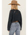 Image #4 - Free People Women's Distressed Cropped Sweater, Navy, hi-res