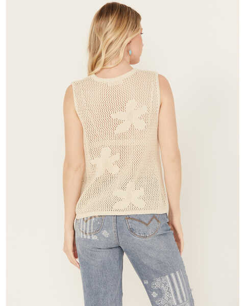 By Together Women's Floral Crochet Sleeveless Top, Natural, hi-res