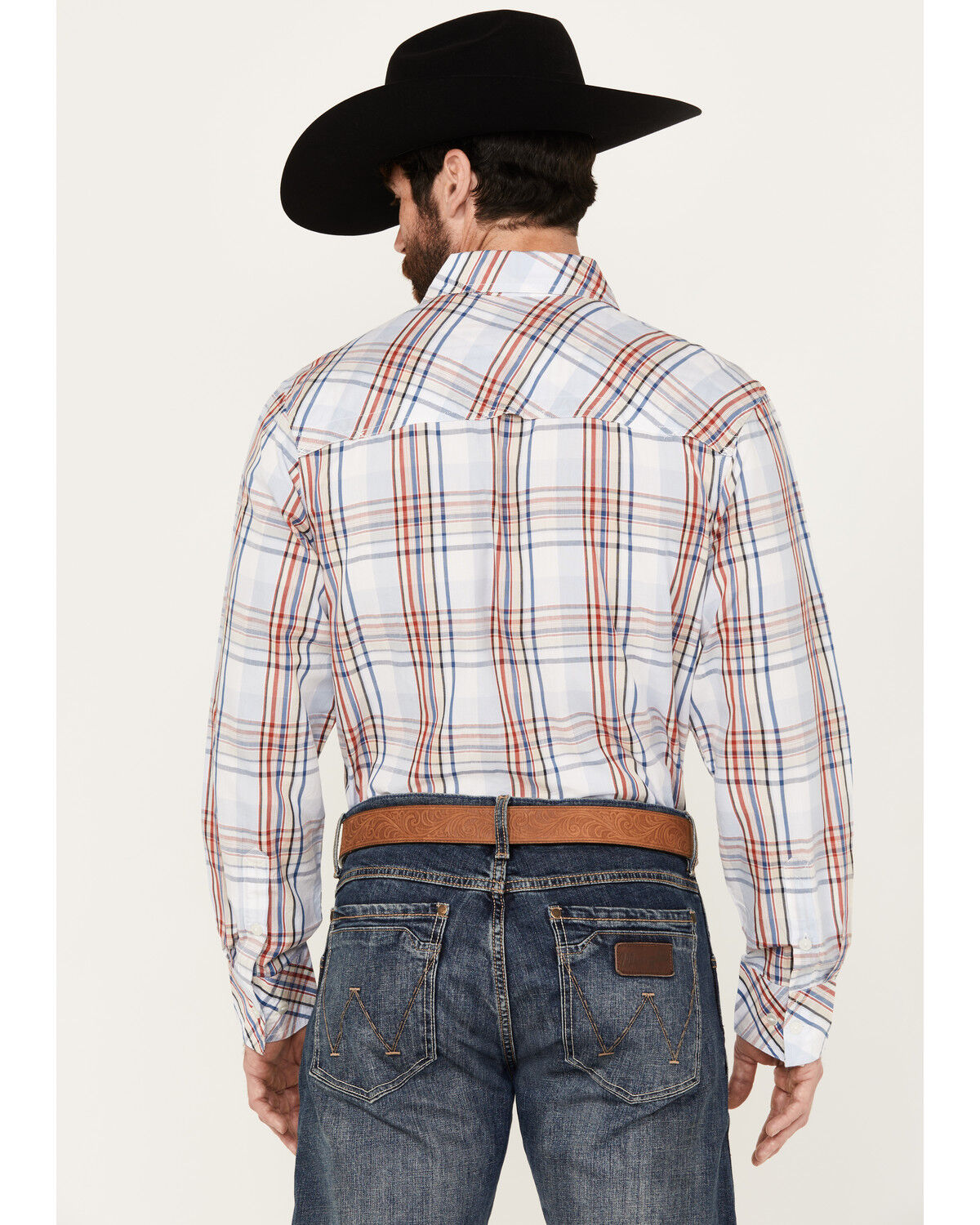 Image #4 - Resistol Men's Sulphur Plaid Print Long Sleeve Button Down Western Shirt, Blue/red, hi-res