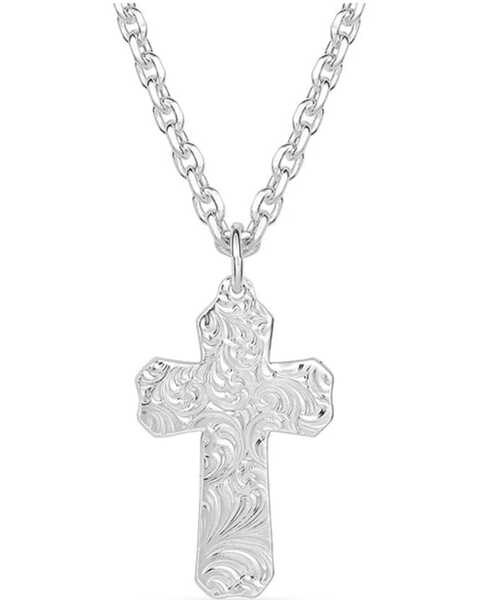 Image #2 - Montana Silversmiths Men's Born In The USA Patriotic Cross Necklace, Red/white/blue, hi-res