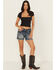 Image #3 - Grace In LA Women's Medium Wash Mid Rise Embroidered Stretch Denim Shorts, Medium Wash, hi-res