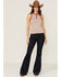 RANK 45 Women's Southwestern Stripe Henley Tank Top, Rust Copper, hi-res