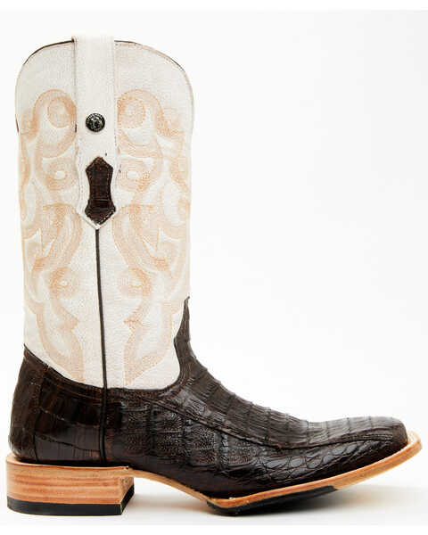 Image #2 - Tanner Mark Men's Exotic Caiman Belly Western Boots - Broad Square Toe, Brown, hi-res