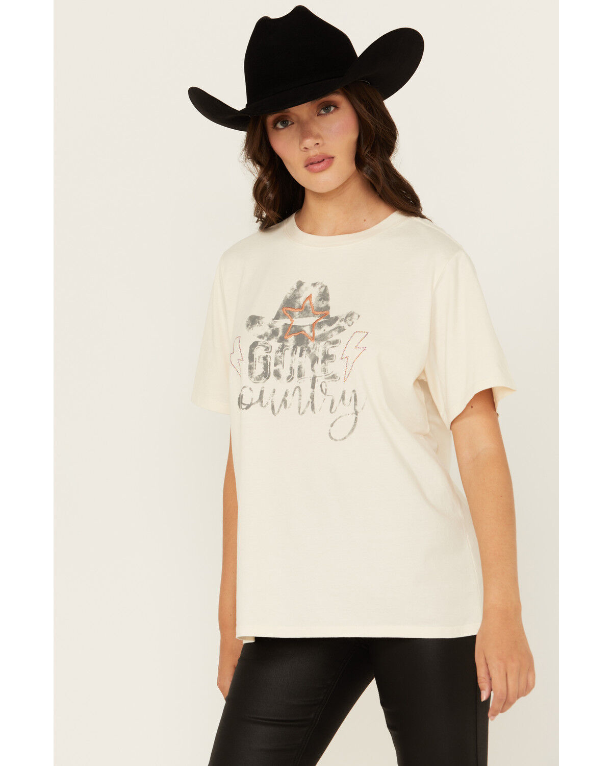 Image #1 - Blended Women's Gone Country Short Sleeve Graphic Tee, Cream, hi-res