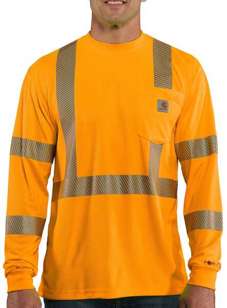 Carhartt Force High-Visibilty Class 3 Long Sleeve T-Shirt - Big & Tall, Orange, hi-res