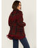 Image #4 - Vocal Women's Tweed Plaid Fringe Jacket , Red, hi-res