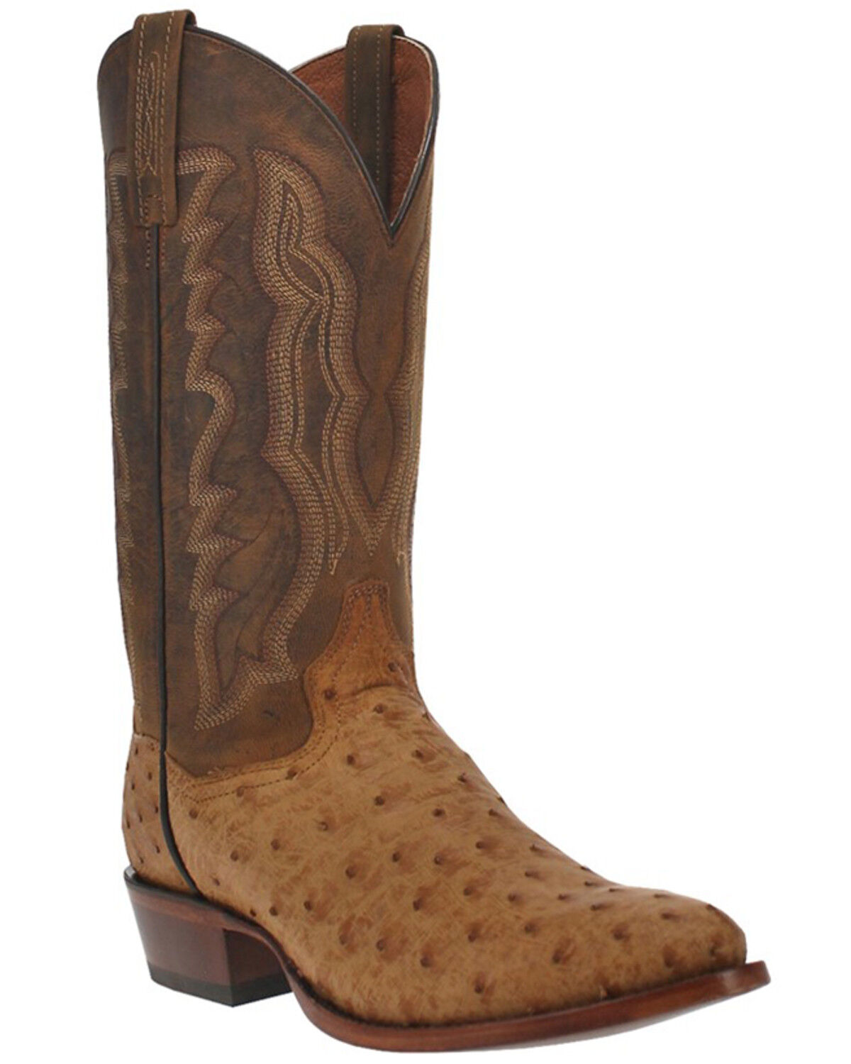 Image #1 - Dan Post Men's Gehrig Exotic Ostrich Western Boots - Round Toe, Tan, hi-res