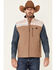 Image #1 - HOOey Men's Tan Striped Color-Block Zip-Front Softshell Vest , , hi-res