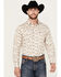 Image #1 - Panhandle Select Men's Floral Print Long Sleeve Snap Western Shirt, Cream, hi-res