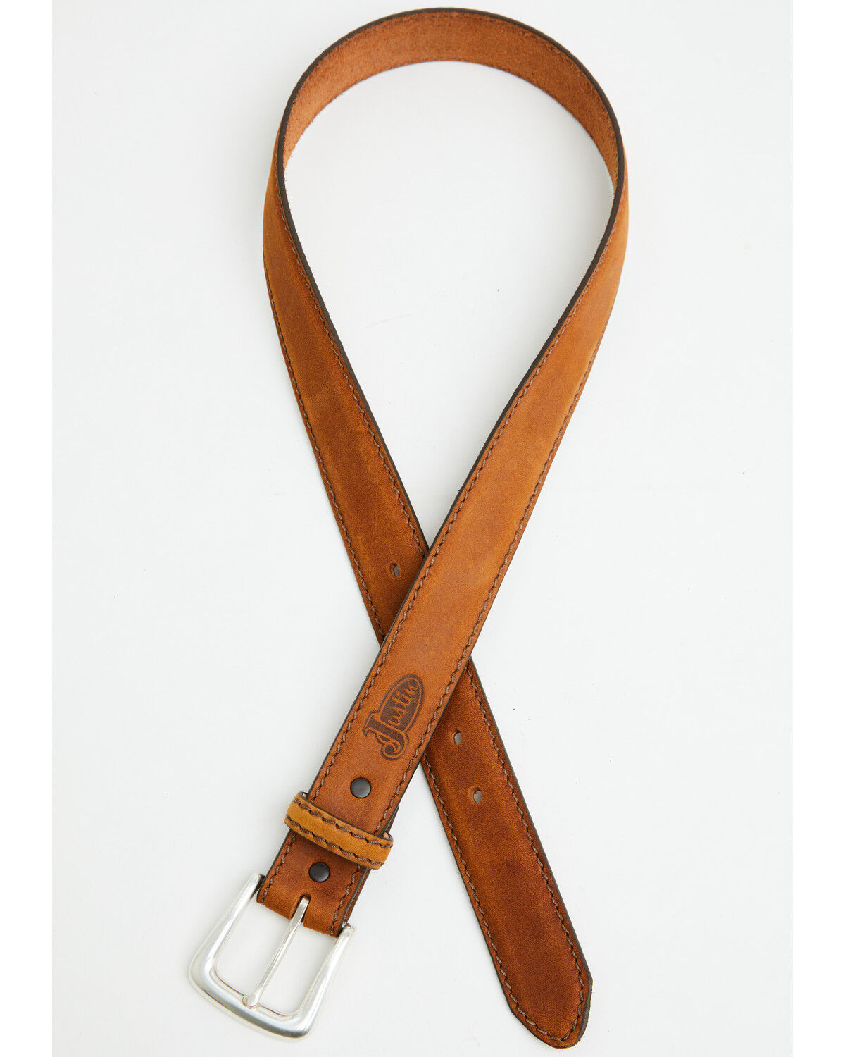 Image #2 - Justin Men's Working Sport Leather Belt, Brown, hi-res