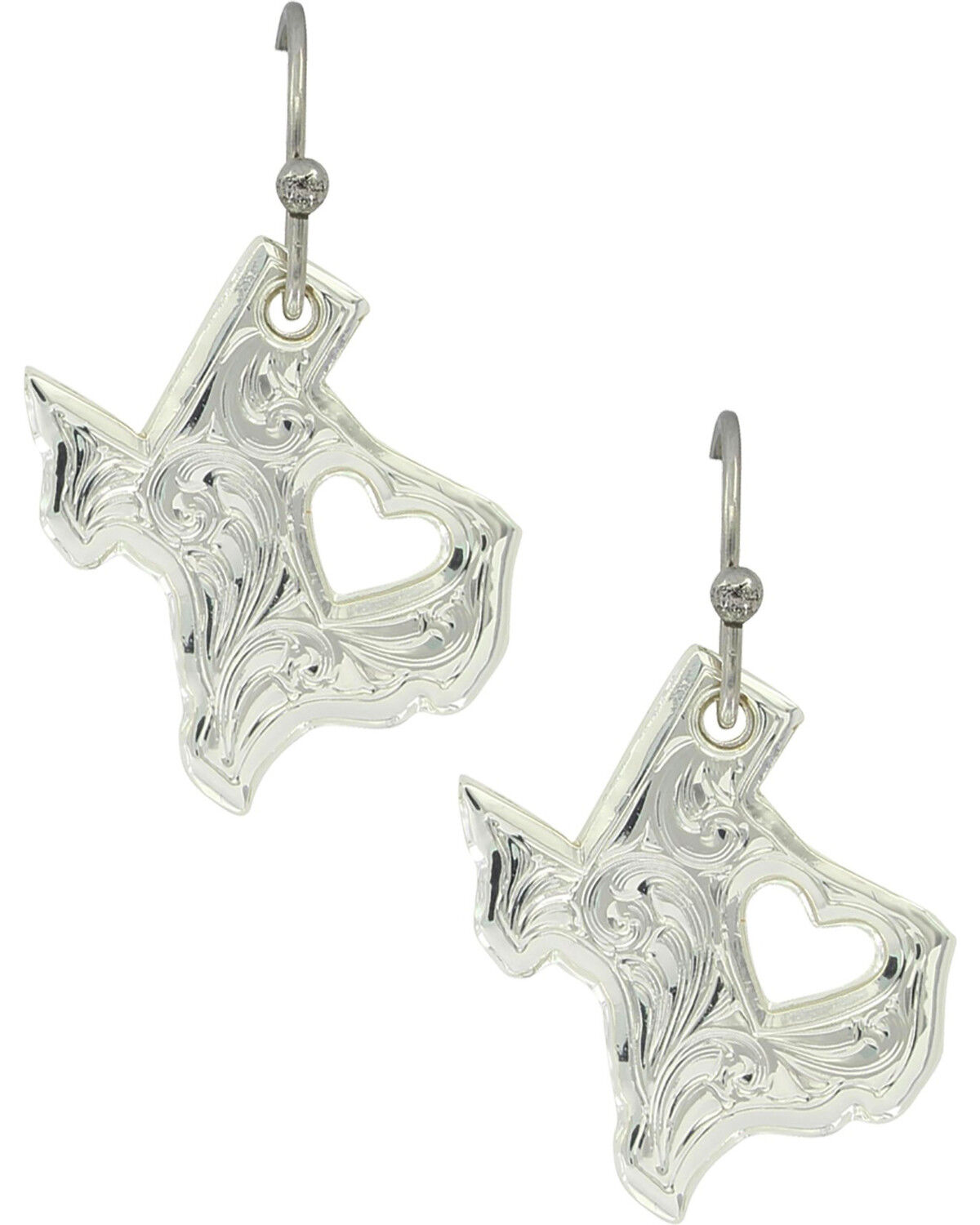 Image #1 - Montana Silversmiths Women's My Heart Belongs in Texas Earrings, Silver, hi-res
