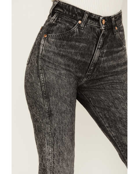 Wrangler Women's Acid Wash High Rise Slim Straight Modern Walker Jeans, Black, hi-res