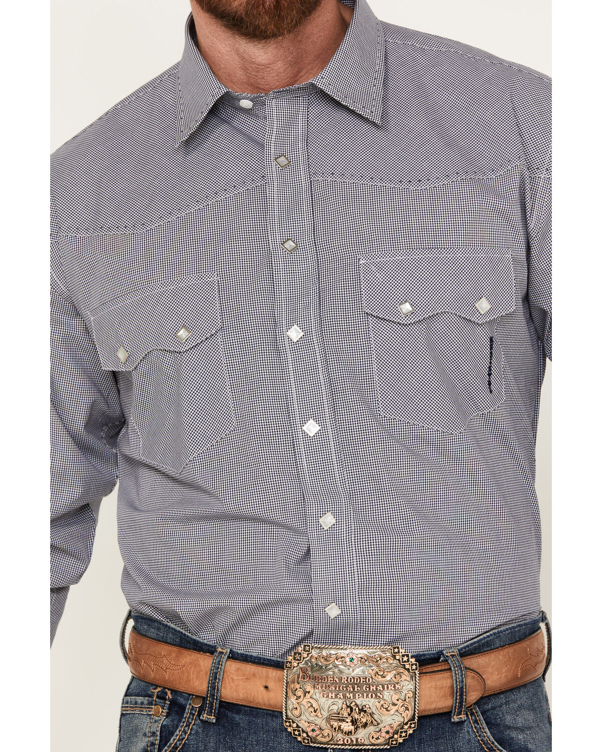 Image #3 - Resistol Men's Thorn Mini Checkered Print Long Sleeve Pearl Snap Western Shirt, , hi-res