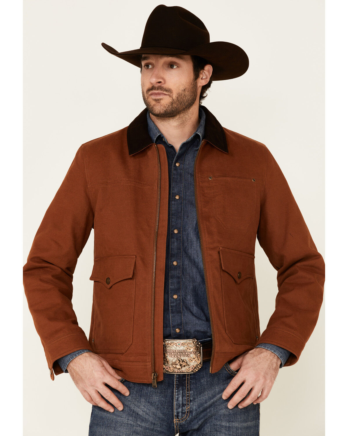 Image #2 - Pendleton Men's Whiskey Carson City Canvas Zip-Front Barn Coat, Cognac, hi-res