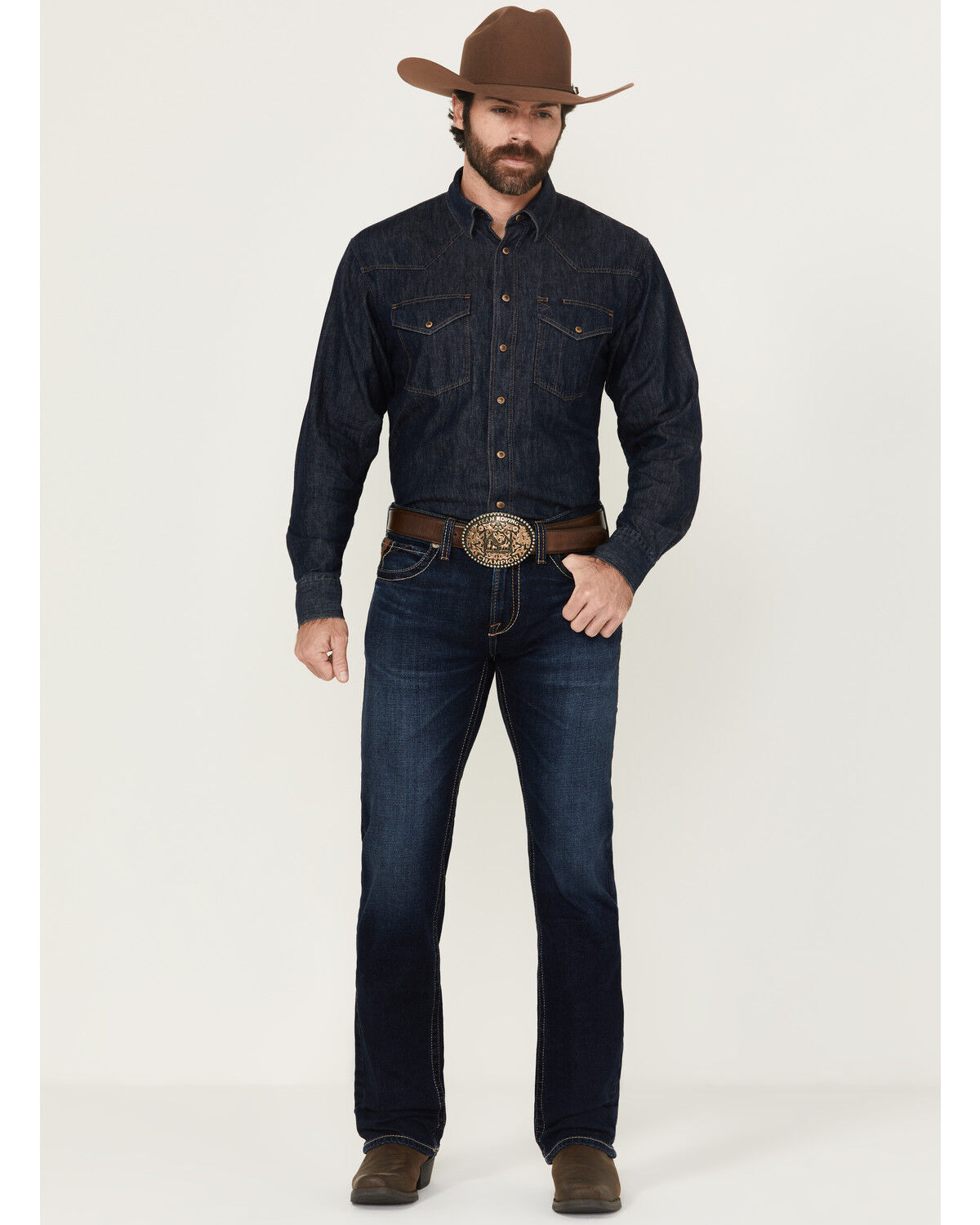 Image #1 - Ariat Men's M7 Gleeson Dark Wash Slim Straight Stretch Denim Jeans, Dark Wash, hi-res