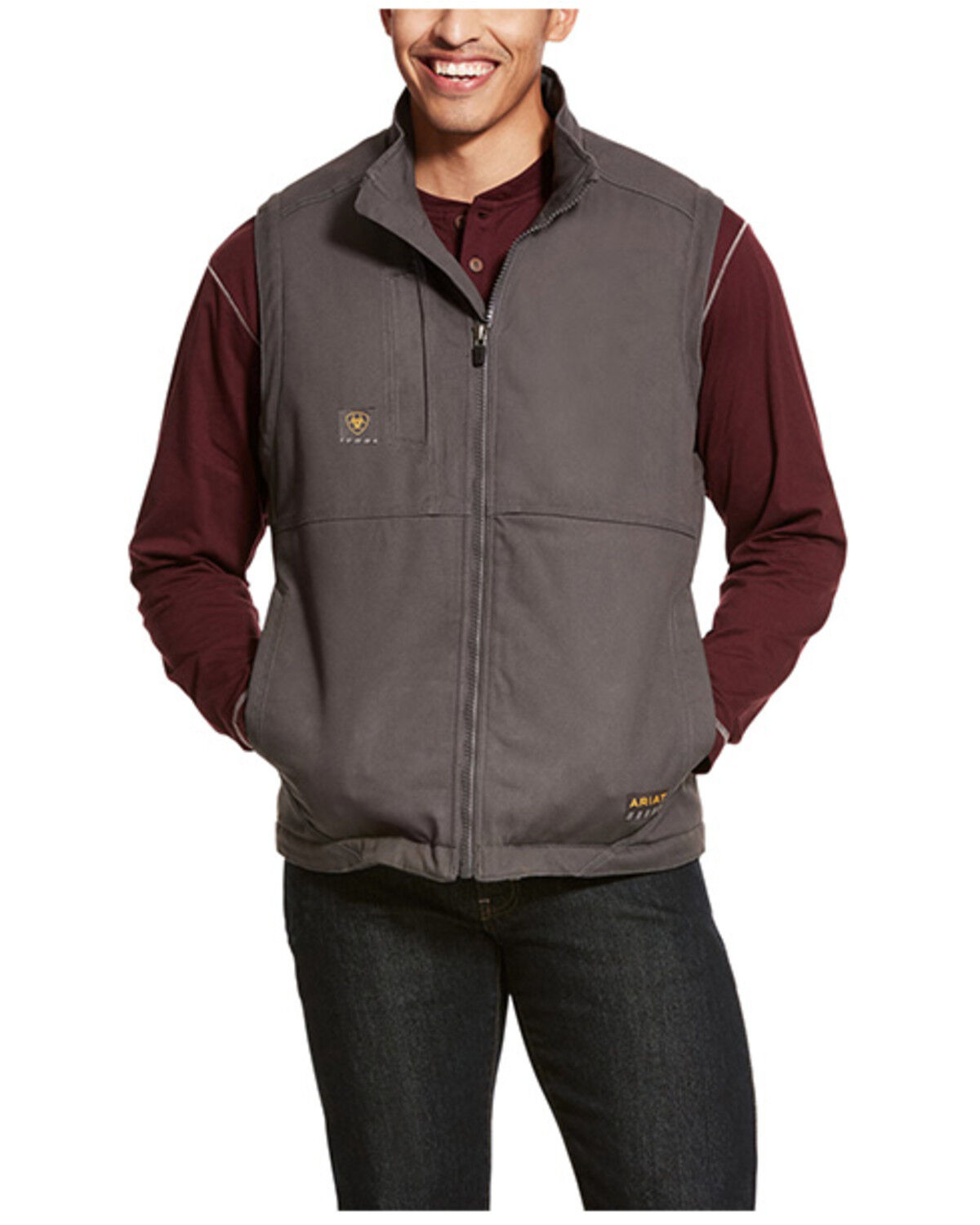 Image #1 - Ariat Men's Rebar Duracanvas Vest, Light Grey, hi-res