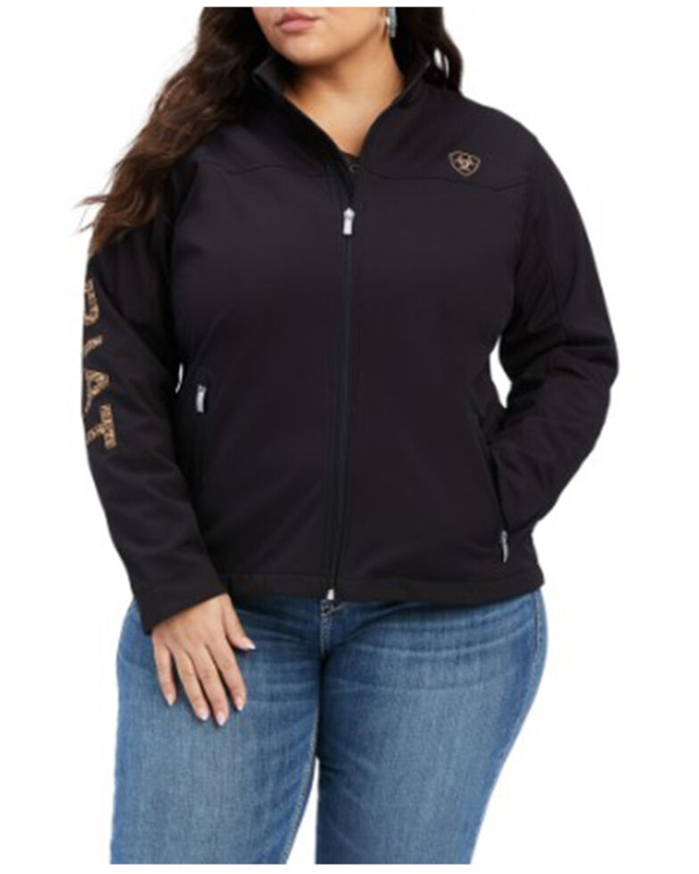 Ariat Women's Leopard Print Logo New Team Softshell Jacket - Plus, Black, hi-res