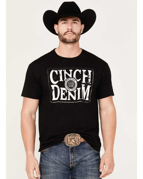 Image #1 - Cinch Men's Denim Logo Short Sleeve Graphic T-Shirt, , hi-res