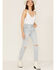 Image #1 - Rolla's Women's Light Wash High Rise Distressed Slim Dusters Straight Jeans, Blue, hi-res