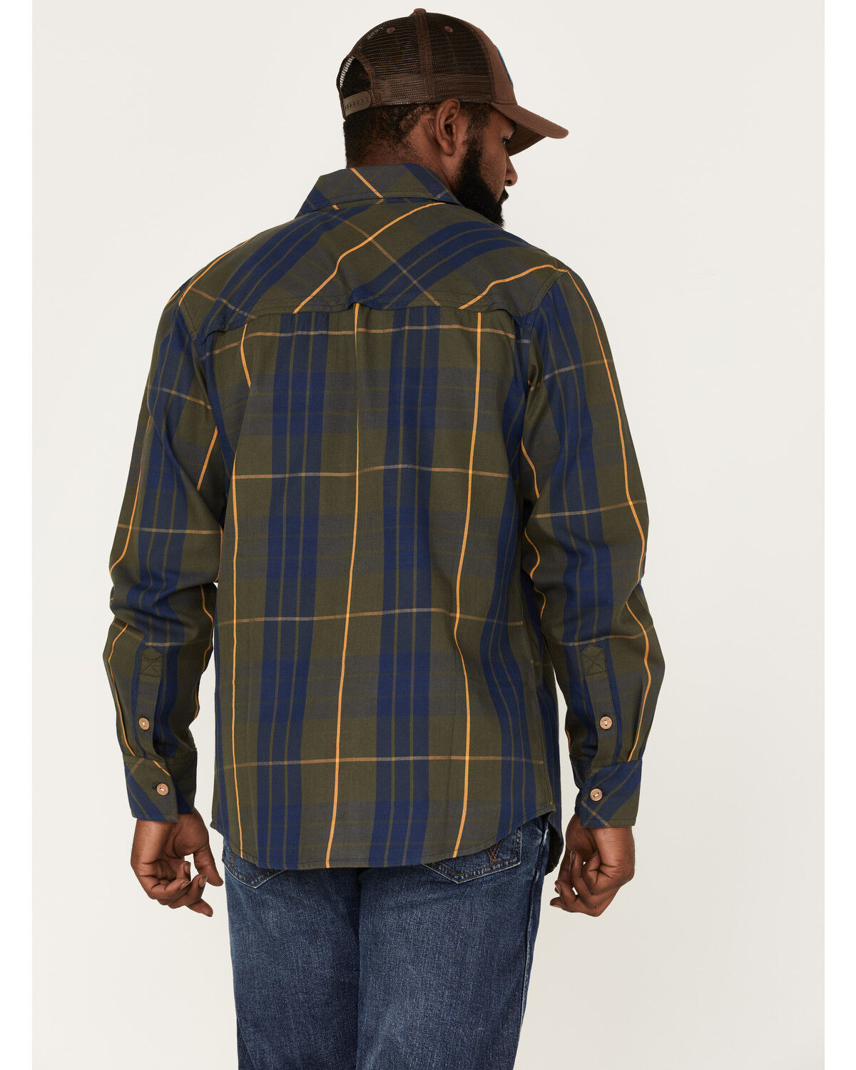 Image #4 - Resistol Men's Longmont Large Plaid Button Down Western Shirt, Olive, hi-res