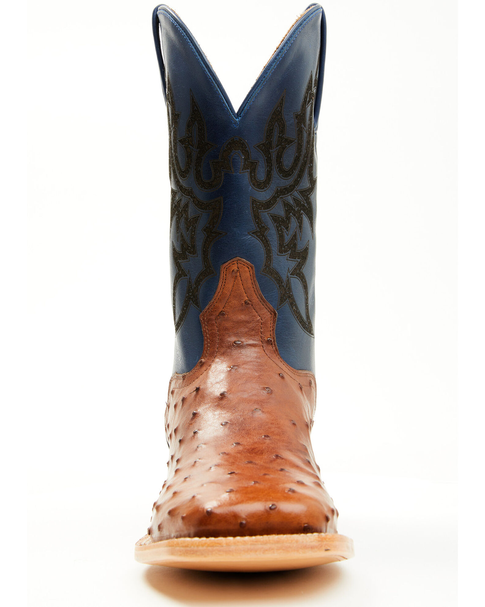 Image #4 - El Dorado Men's Exotic Ostrich Western Boots - Broad Square Toe, Brandy Brown, hi-res