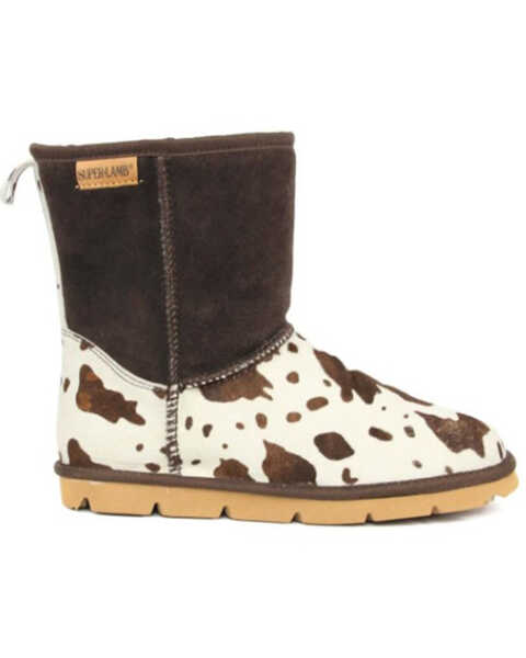 Image #2 - Superlamb Women's Turano Cow Print Real Hair-On Casual Pull On Boots - Round Toe , Chocolate, hi-res