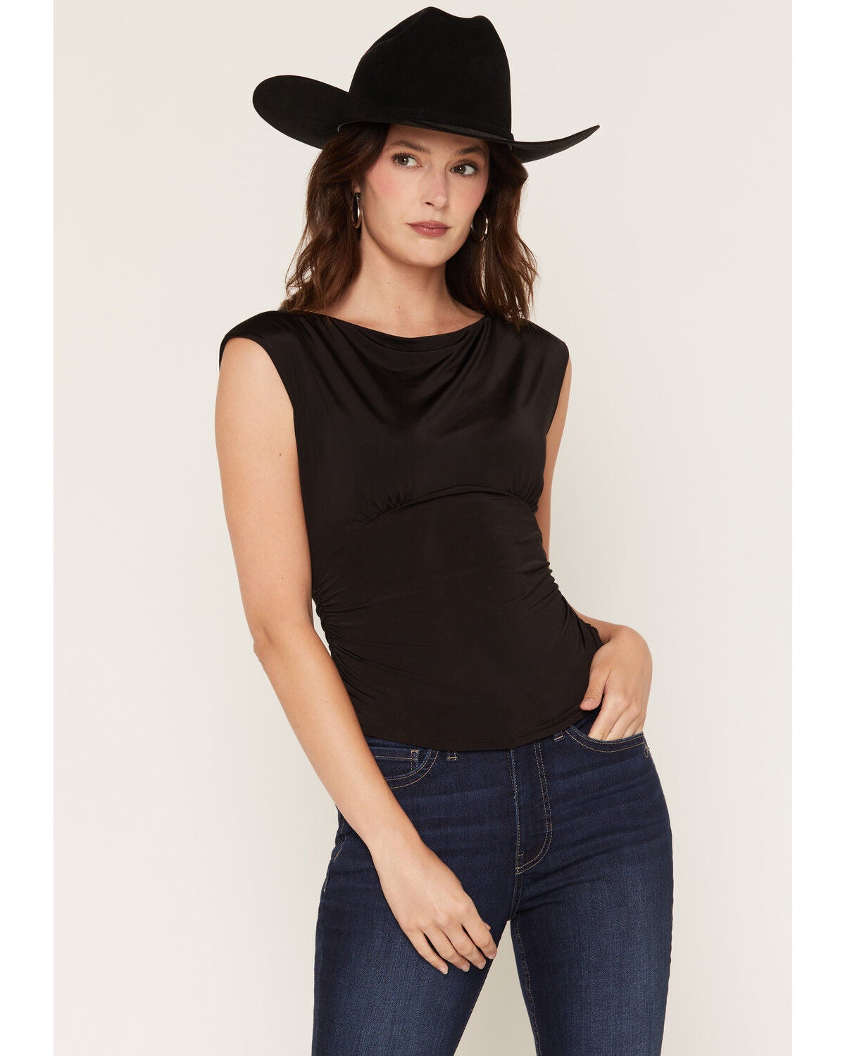 Image #1 - Originality Women's Boat Neck Empire Seam Top, Black, hi-res