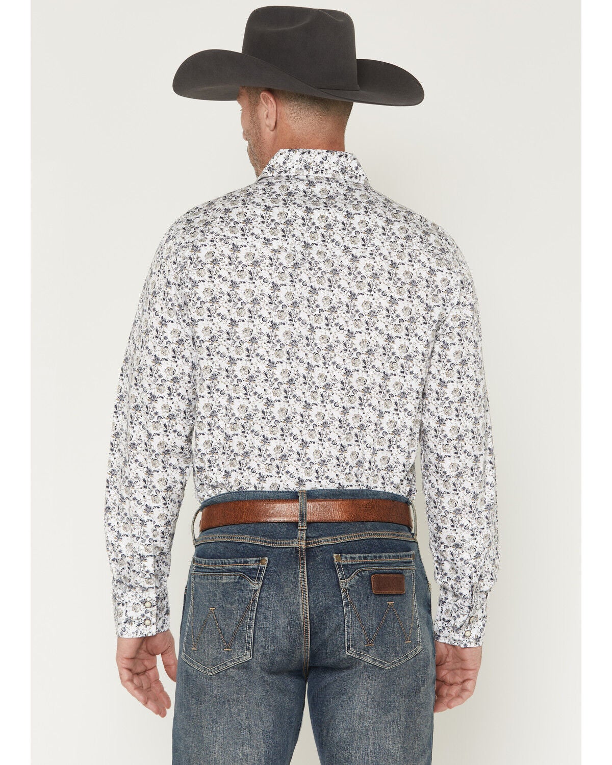 Image #4 - Wrangler Retro Men's Premium Floral Print Long Sleeve Snap Western Shirt, White, hi-res