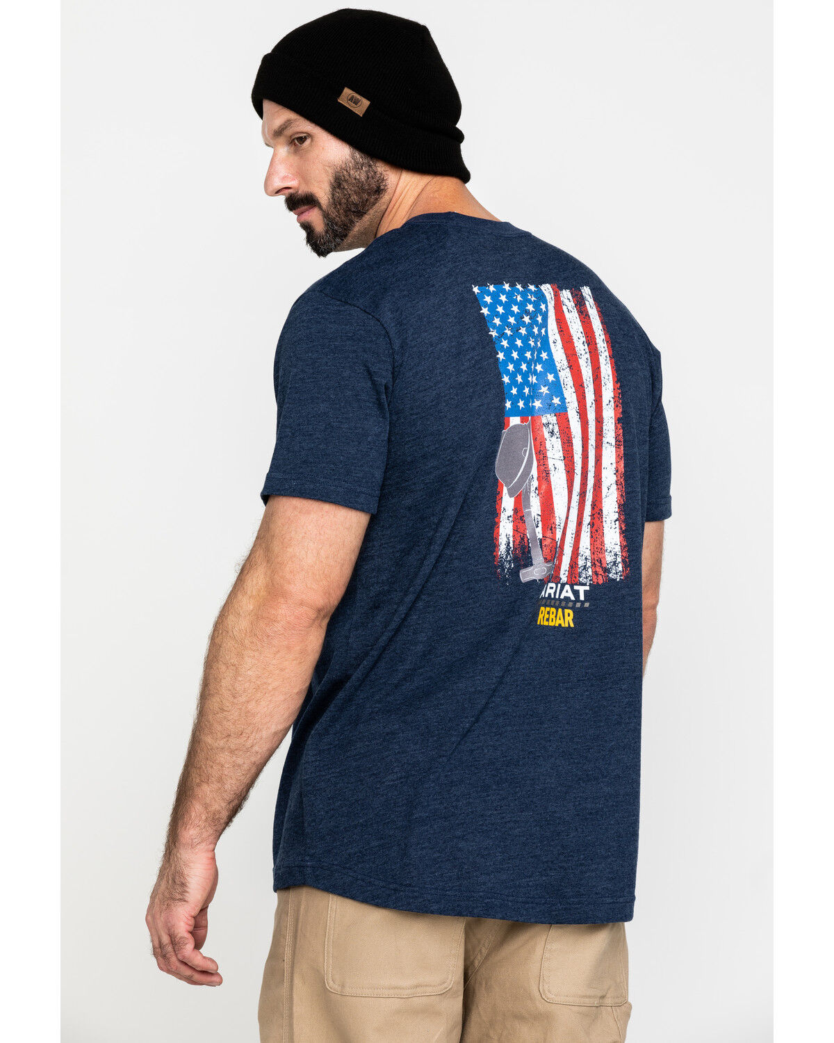 Image #2 - Ariat Men's Rebar Cotton Strong American Grit Work T-Shirt, Navy, hi-res