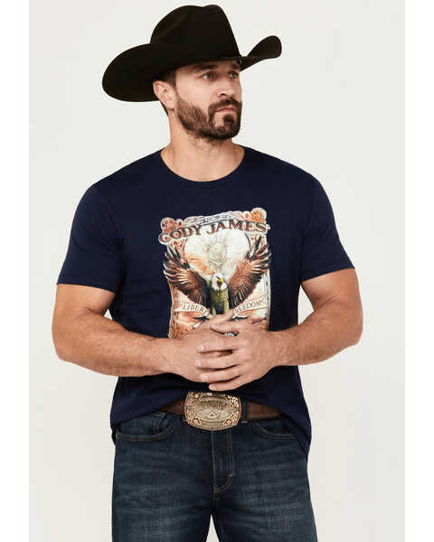 Image #1 - Cody James Men's Liberty Death Short Sleeve Graphic T-Shirt , Navy, hi-res