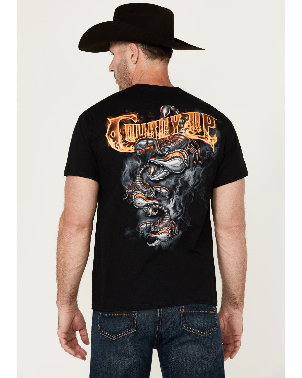 Image #1 - Cowboy Up Men's Triple Scorpion Short Sleeve Graphic T-Shirt, , hi-res