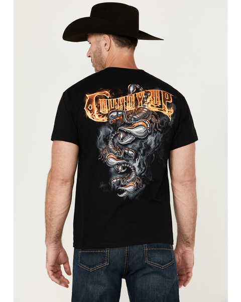Image #1 - Cowboy Up Men's Triple Scorpion Short Sleeve Graphic T-Shirt , Black, hi-res