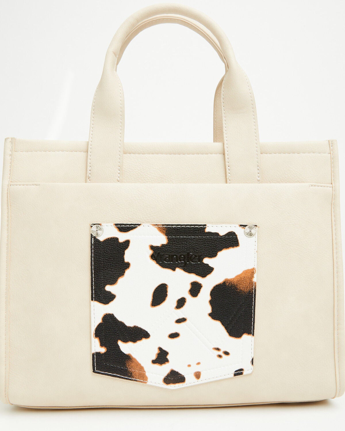 Wrangler X Boot Barn Women's Cow Print Square Tote, Beige