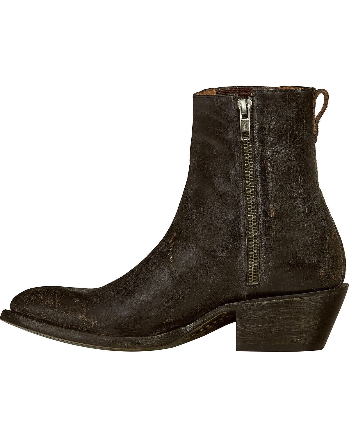 black distressed leather boots