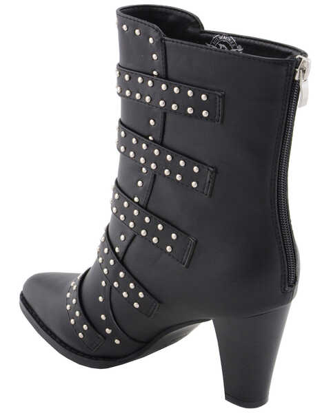 Image #8 - Milwaukee Leather Women's Studded Buckle Up Boots - Pointed Toe, Black, hi-res