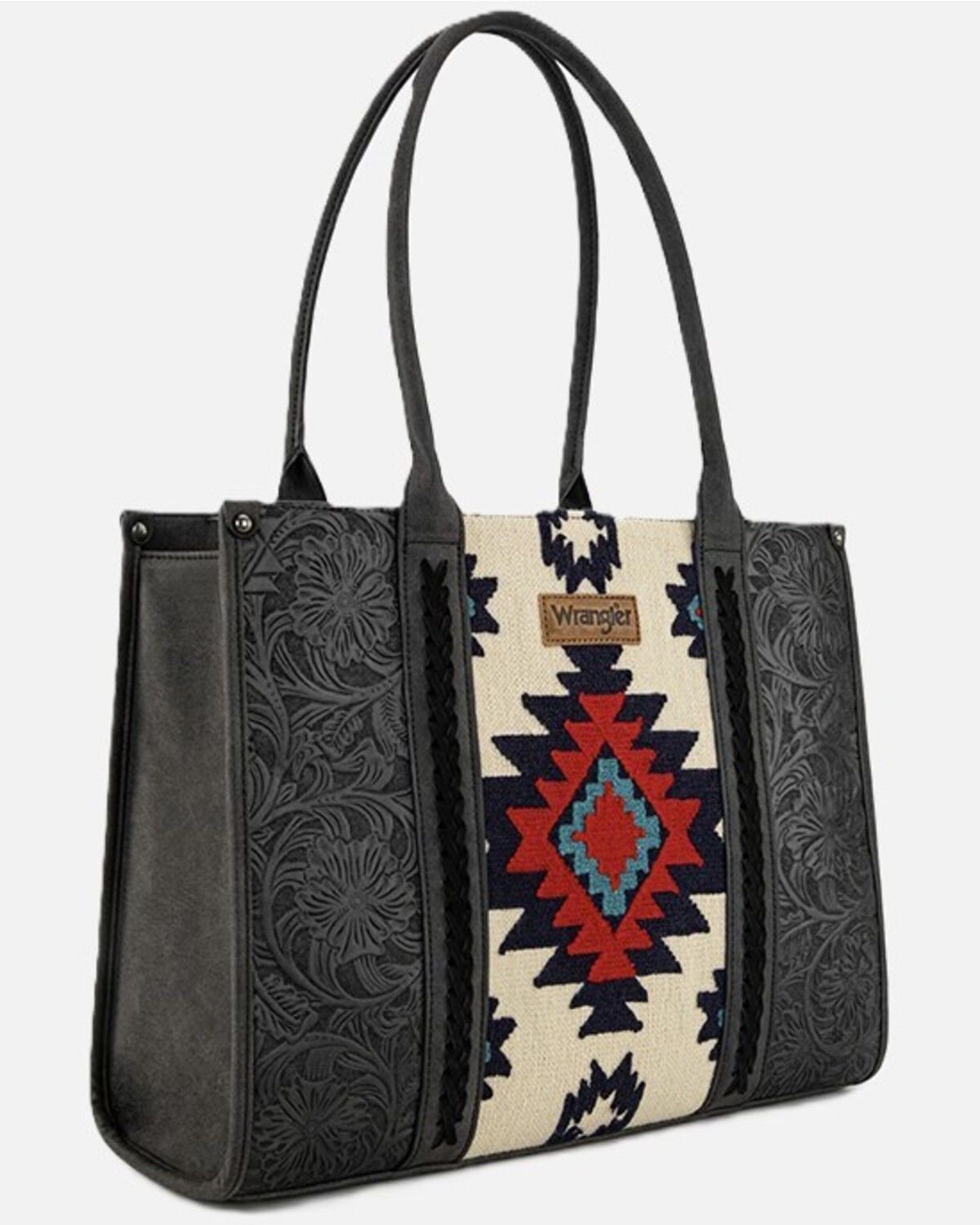 Wrangler Women's Southwestern Print Concealed Carry Tote Bag, Black, hi-res