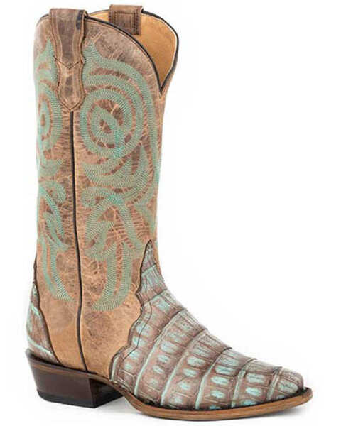 Roper Women's Copper Caiman Western Boots - Snip Toe, Blue, hi-res