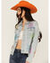 Image #3 - Blue B Women's Light Wash Rhinestone Embellished Denim Jacket, Light Wash, hi-res