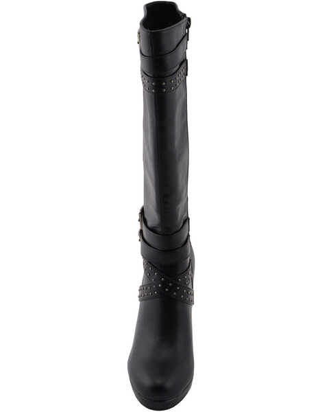 Image #5 - Milwaukee Leather Women's Platform Heel Studded Strap Boot - Round Toe, Black, hi-res