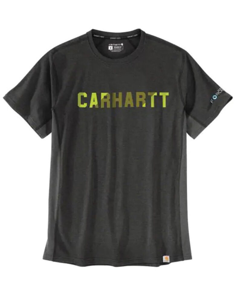 Carhartt Men's Force Midweight Block Logo Graphic Work T-Shirt , Black, hi-res
